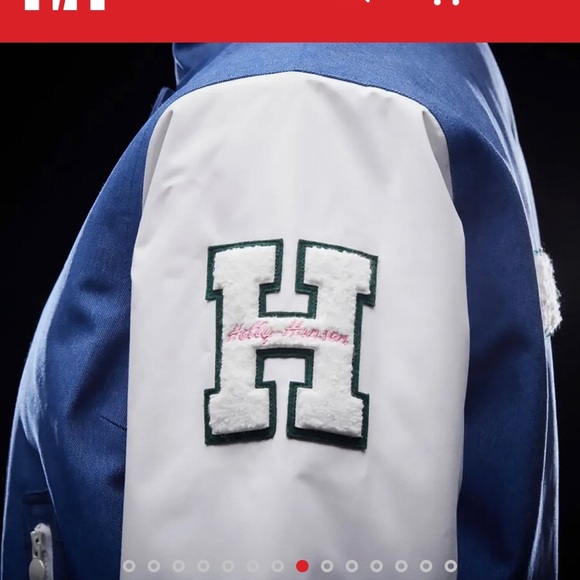 NWT Helly Hansen Apres Ski Varsity Jacket Deep Fjord Denim size medium - Picture 10 of 16